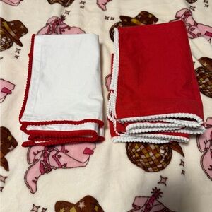Red and White Cloth Napkins Set of 6
